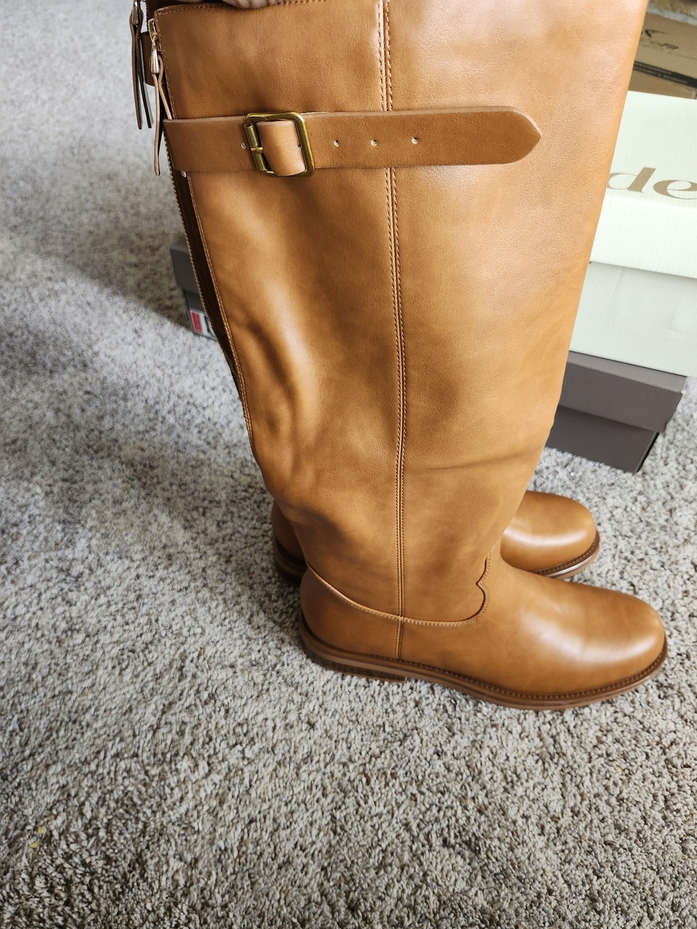 Over-the-Knee Leather Riding Boot - Cognac - Picture 6 of 8